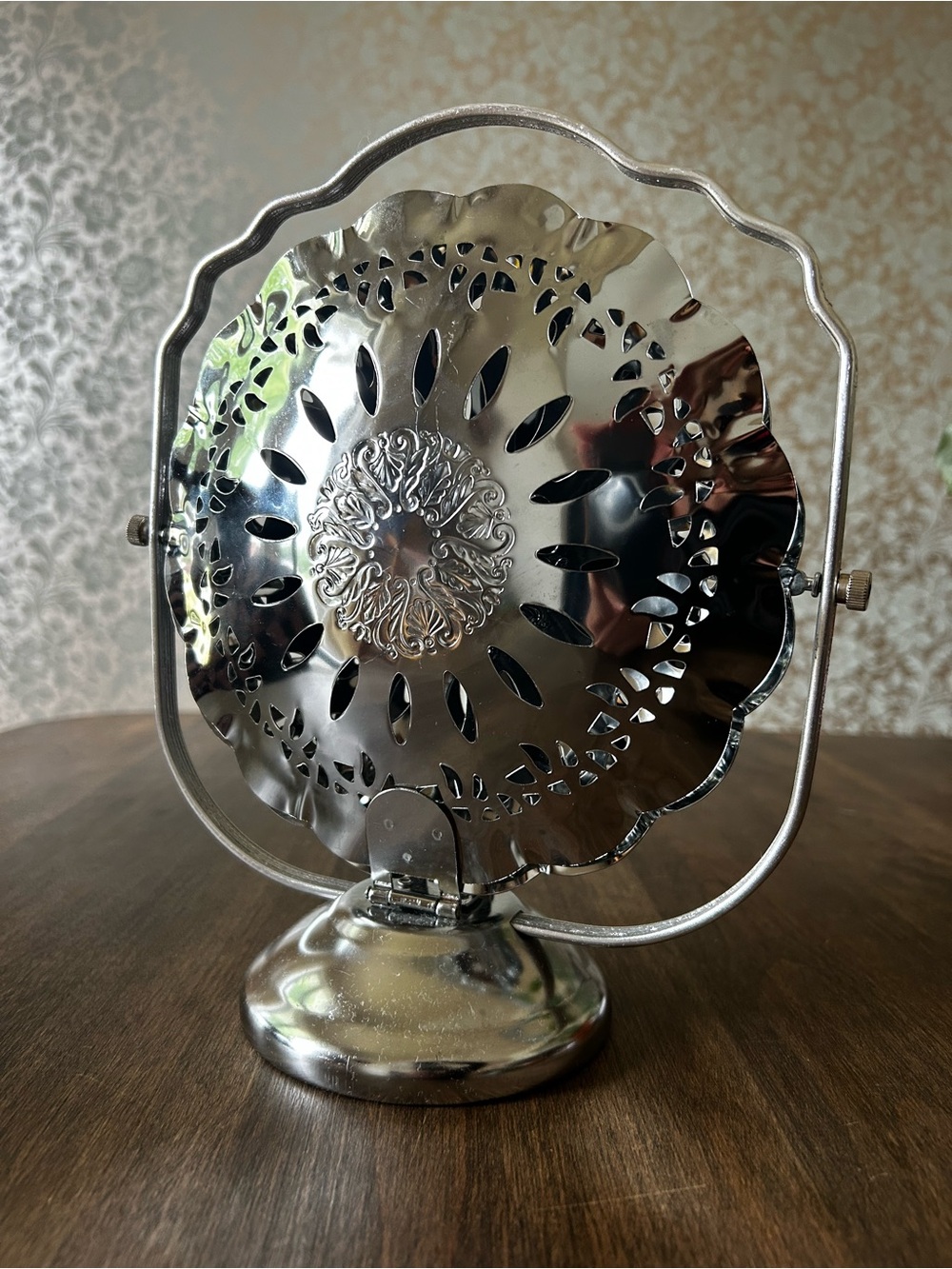 Vintage 3-Tier Folding Serving Stand Chrome Filigree Dessert Tray Hong Kong